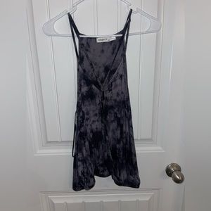 Ginger G tank top, slit in the front for style, marble black and gray
